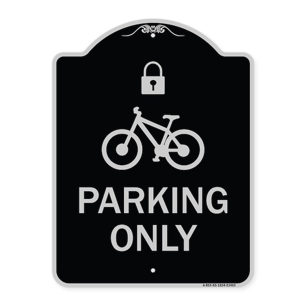Parking With Cycle and Lock Symbol Heavy-Gauge Aluminum Architectural Sign, 24" x 18", BS-1824-23410